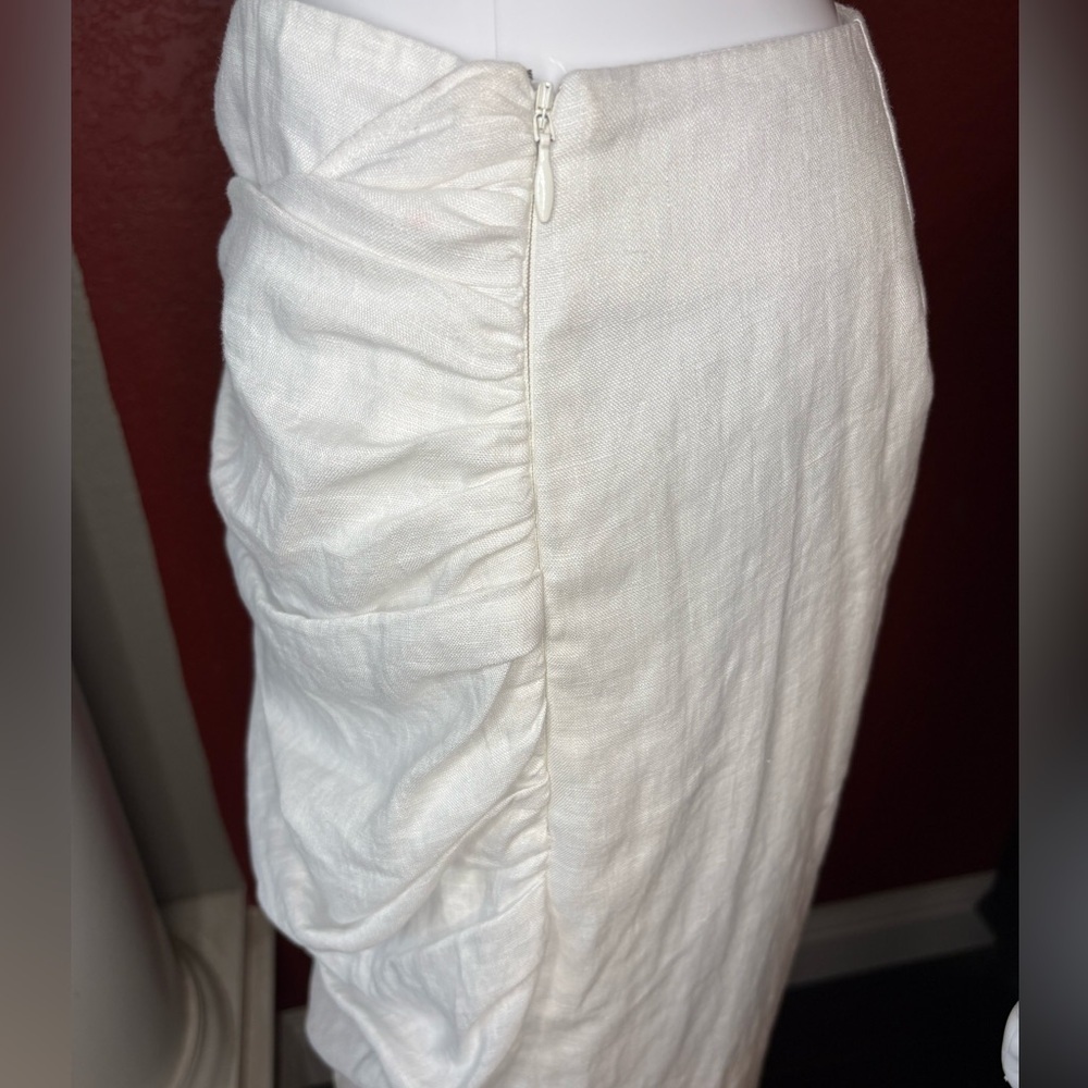 Cult Gaia Aeris White Linen Blend Gathered Midi Skirt. Size See Measurements - Picture 6 of 9